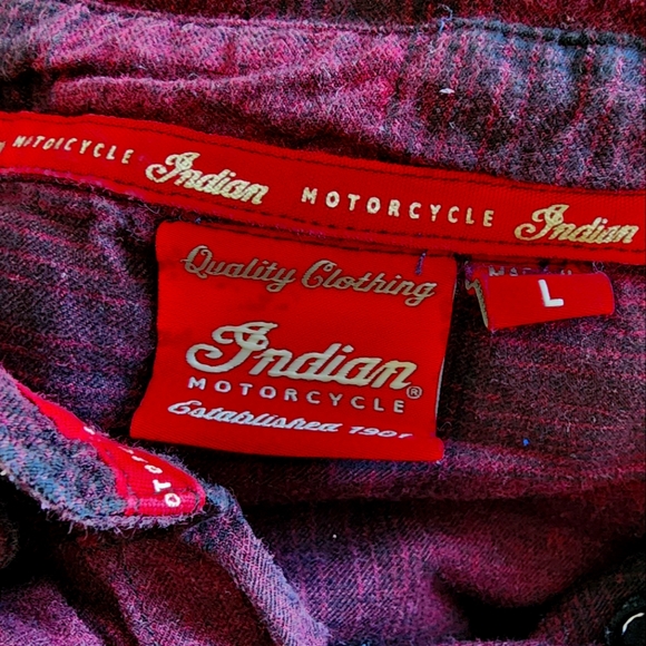 Men's Denver Plaid Shirt Button-down Indian Motorcycle Large - Picture 3 of 3